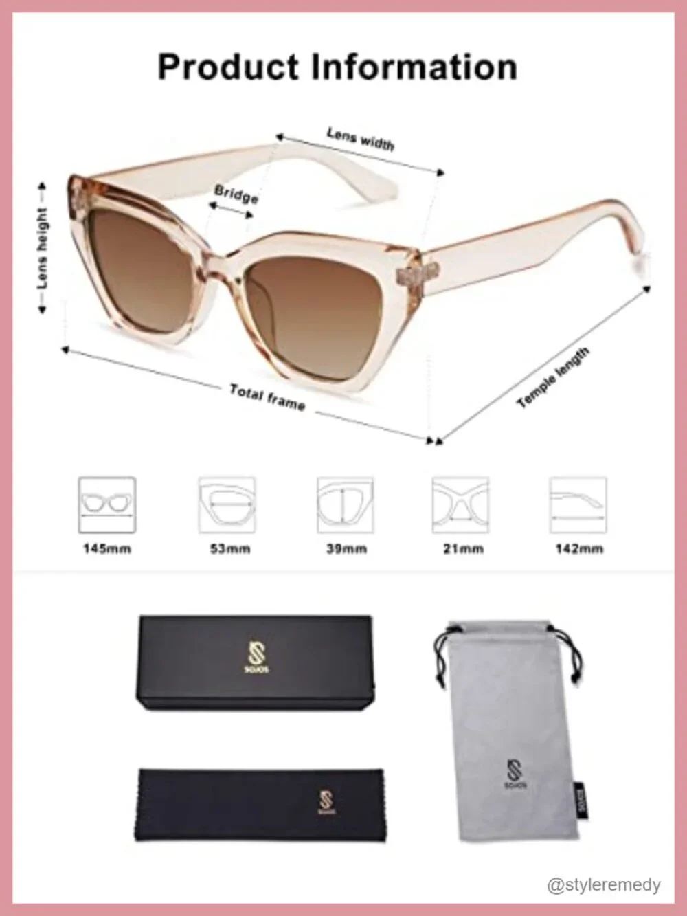 Square Cat Eye Polarized Sunglasses UV400 Protection Retro Shades